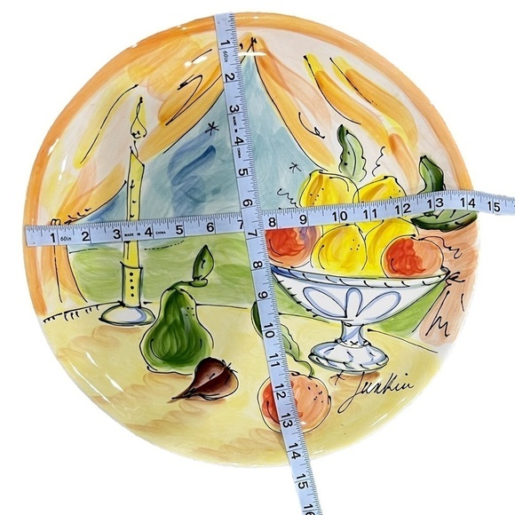 Julia Junkin Still Life Fruit Candle Open Window Serving Decorative Platter - Picture 2 of 4